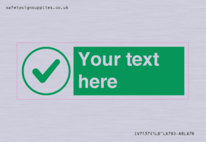 Custom green background, green tick in circle sign